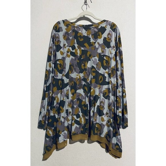 LOGO Lori Goldstein Top Womens XL Purple Artsy Boho Button Up Cardigan Stretchy - Picture 5 of 9